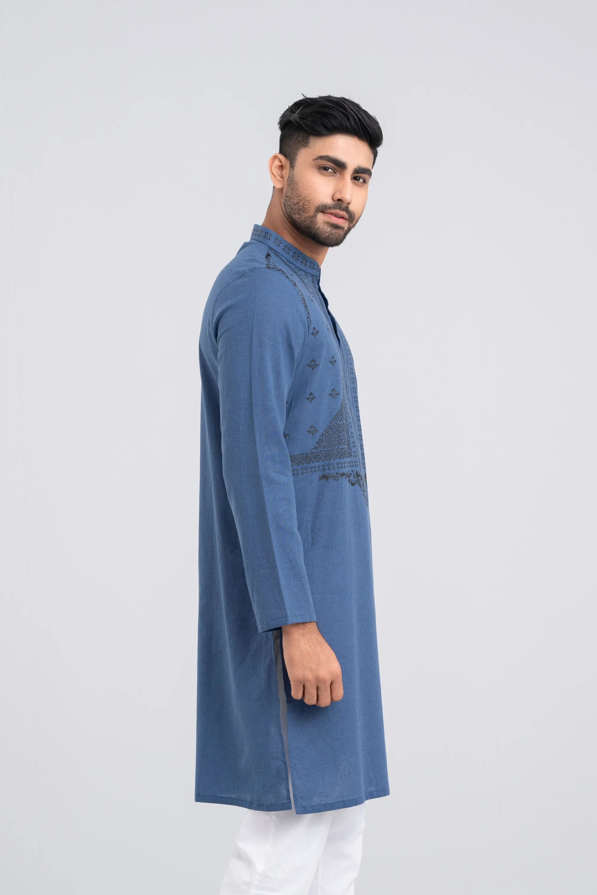 Indigo Cotton Kurta view 3