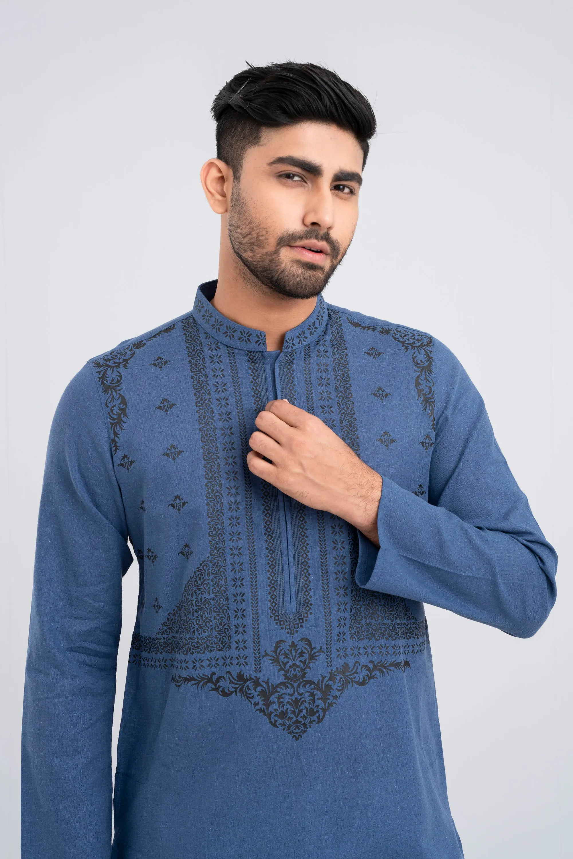 Indigo Cotton Kurta view 2
