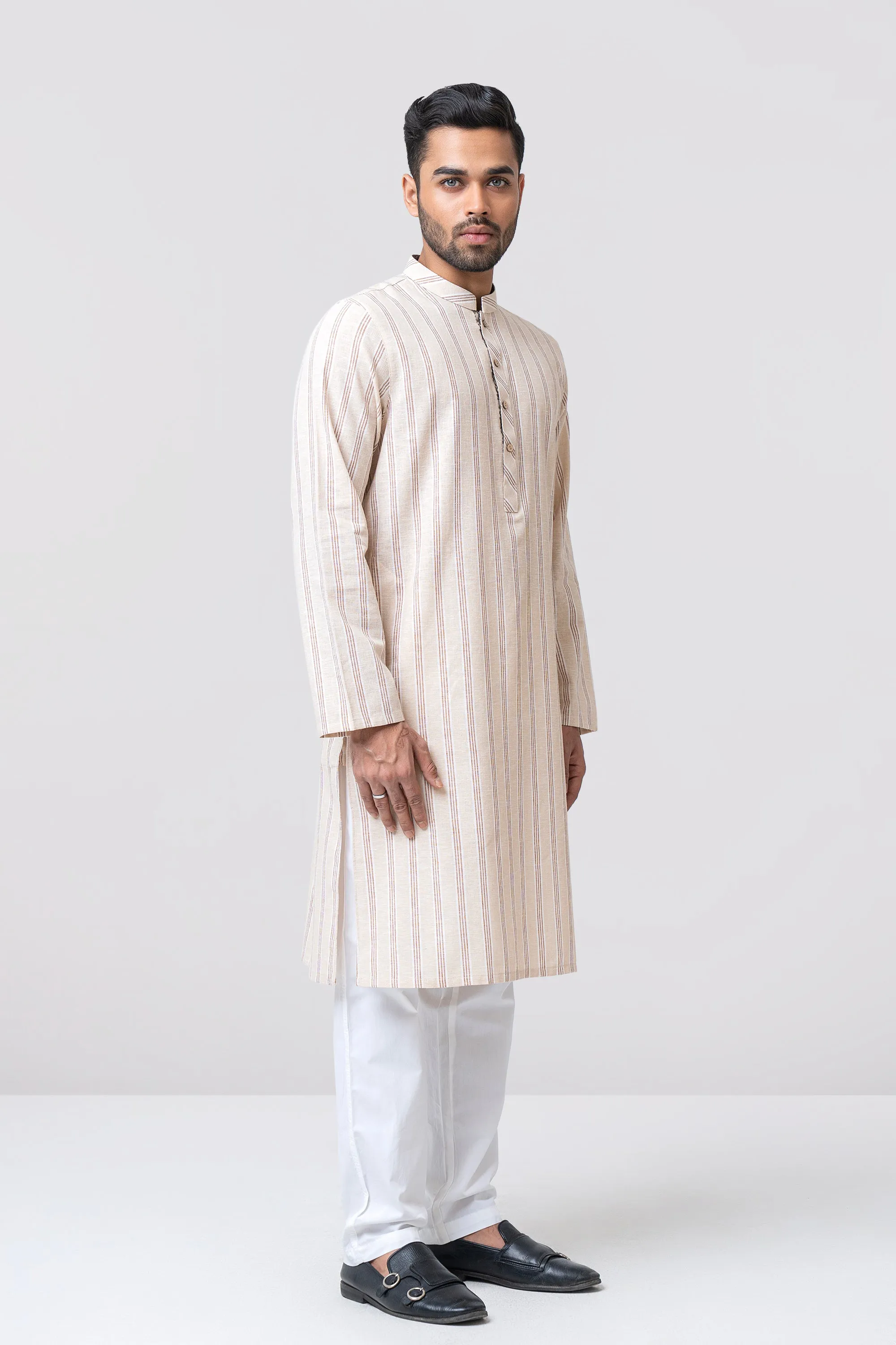 Beige Cotton Kurta view 2
