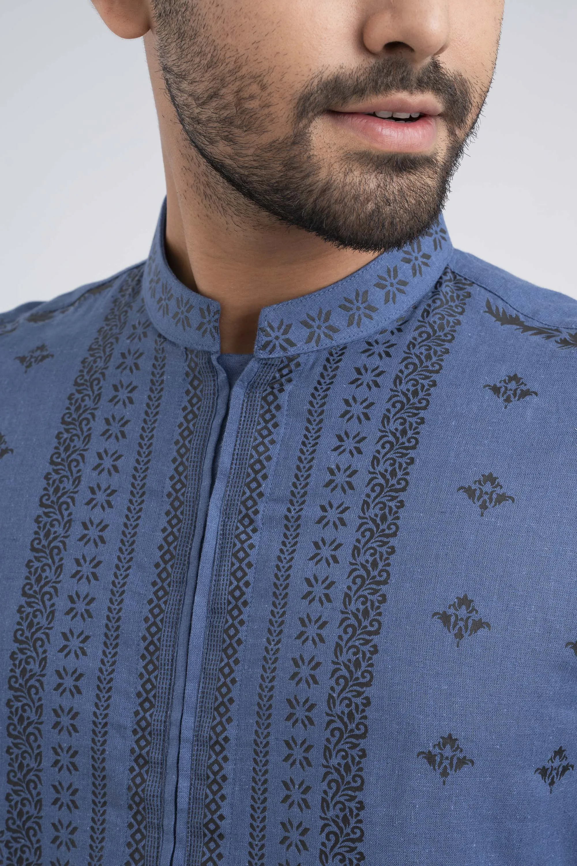 Indigo Cotton Kurta view 4